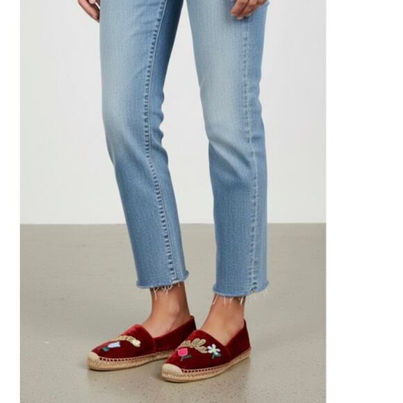 Dolce & Gabbana Shoes Womens 40 Red Velvet Mamma Bella Embellished Espadrille - Picture 1 of 8